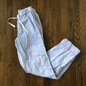 J. Crew Women S Pastel Blue Giraffes w/Roller Blades Elastic Waist Pajama Pants
